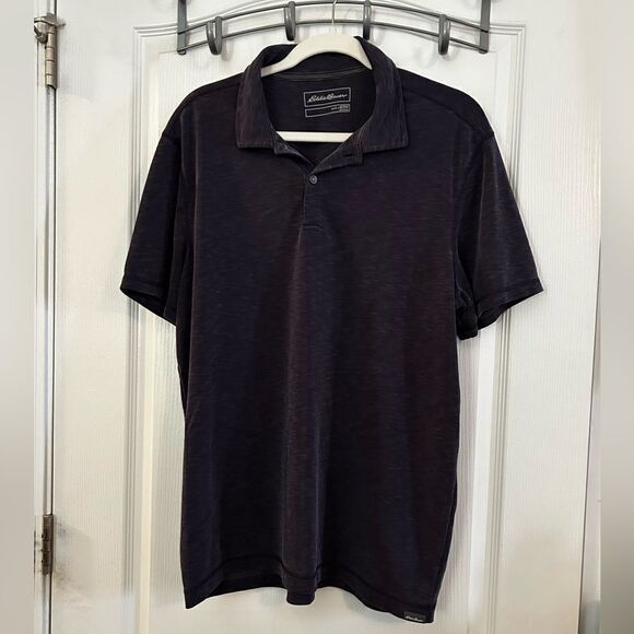 Eddie Bauer Mens Active Polo Shirt Purple Short Sleeve Button Up Stretch L Large - Picture 1 of 16